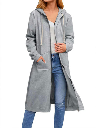 Women Casual Zip up Hoodies Tunic Sweatshirt Long Hoodie Jacket