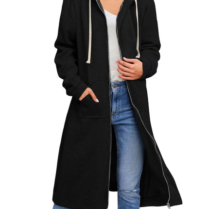 Women Casual Zip up Hoodies Tunic Sweatshirt Long Hoodie Jacket