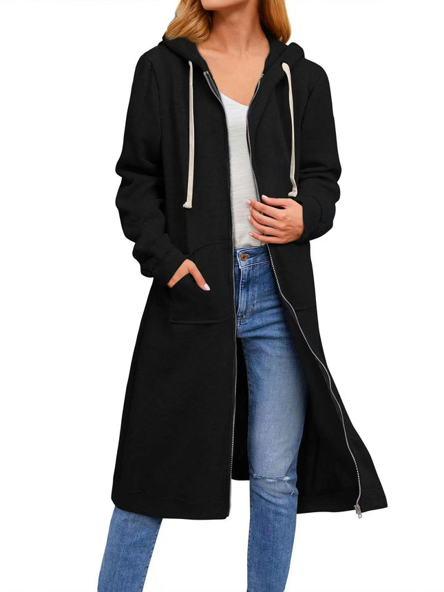 Women Casual Zip up Hoodies Tunic Sweatshirt Long Hoodie Jacket