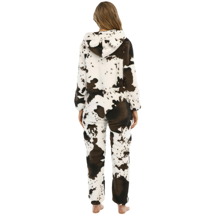 Women's Onesies Pajamas Fleece Romper Zipper Hooded Jumpsuit Pajama Loungewear