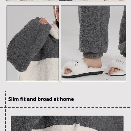 Women's Fuzzy Fleece Pajamas Set Long Sleeve Pajama Pants 2 Piece Loungewear Sleepwear