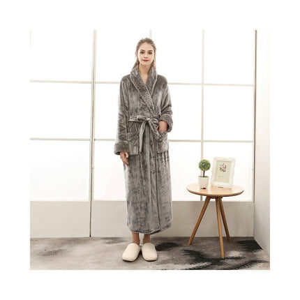 Women's Long Soft Warm Fleece Plush Bathrobe Pajamas Housecoat Nightgown