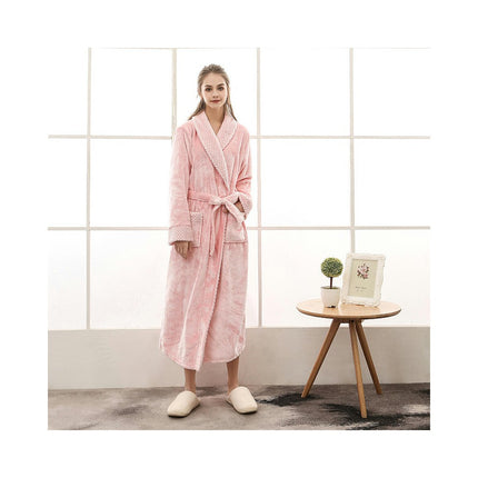 Women's Long Soft Warm Fleece Plush Bathrobe Pajamas Housecoat Nightgown