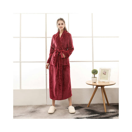 Women's Long Soft Warm Fleece Plush Bathrobe Pajamas Housecoat Nightgown