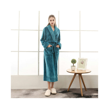 Women's Long Soft Warm Fleece Plush Bathrobe Pajamas Housecoat Nightgown