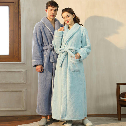 Women's Robe Soft Plush Warm Spa Long Bathrobe for Ladies Sleepwear Winter