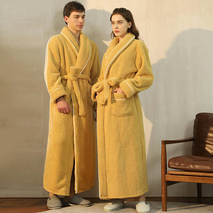 Women's Robe Soft Plush Warm Spa Long Bathrobe for Ladies Sleepwear Winter