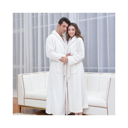 Women's Plush Fleece Robe Cozy Warm Bathrobe Fuzzy Spa Robe with Pockets