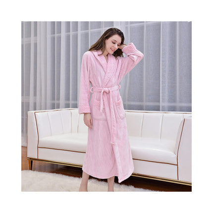 Women's Plush Fleece Robe Cozy Warm Bathrobe Fuzzy Spa Robe with Pockets