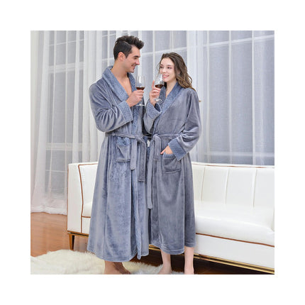 Women's Plush Fleece Robe Cozy Warm Bathrobe Fuzzy Spa Robe with Pockets