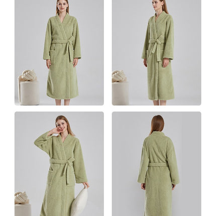 Women's Plush Soft Robe Fluffy Warm Fleece Bathrobe Nightgown