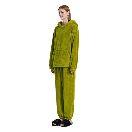 Women's Fuzzy Fleece Pajamas Sets Loungewear Long Sleeve Hoodies and Pants Set 2 Piece Sleepwear