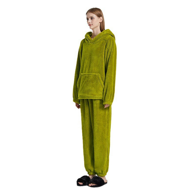 Women's Fuzzy Fleece Pajamas Sets Loungewear Long Sleeve Hoodies and Pants Set 2 Piece Sleepwear