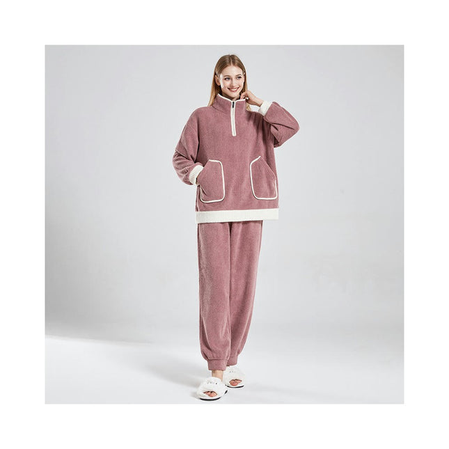 Women's Fluffy Soft Comfy Pajamas Set Pullover Pants Loungewear Warm Sleepwear