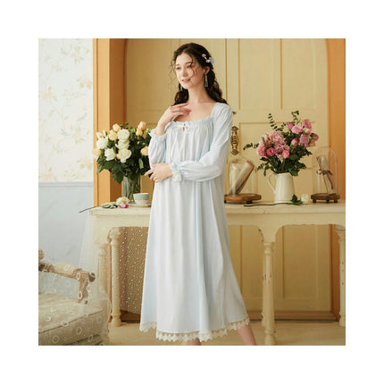 Women's Vintage Victorian Sleepwear Long Sleeve Nightgown Pajamas Nightwear Lounge Dress