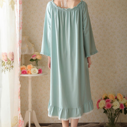 Women Nightgown Long Sleeve Sleepwear Victorian Princess Style Vintage Nightdress