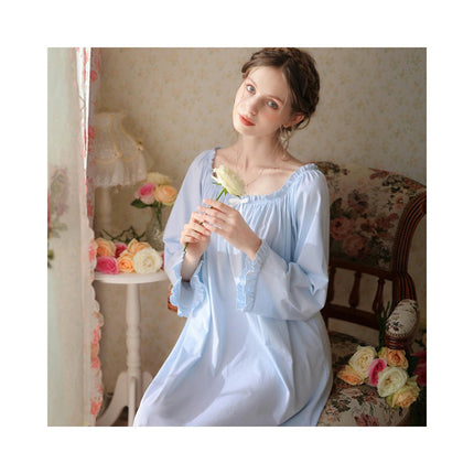 Women Nightgown Long Sleeve Sleepwear Victorian Princess Style Vintage Nightdress