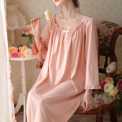 Women Nightgown Long Sleeve Sleepwear Victorian Princess Style Vintage Nightdress