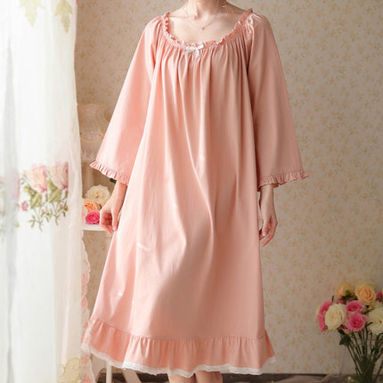 Women Nightgown Long Sleeve Sleepwear Victorian Princess Style Vintage Nightdress