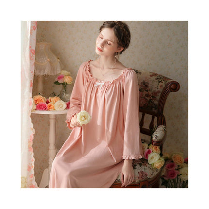 Women Nightgown Long Sleeve Sleepwear Victorian Princess Style Vintage Nightdress