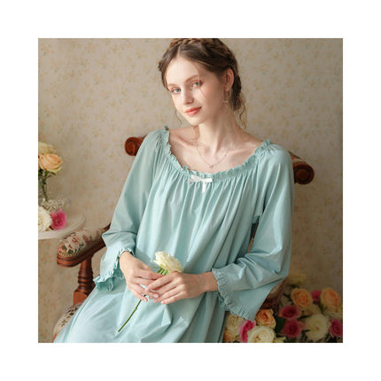 Women Nightgown Long Sleeve Sleepwear Victorian Princess Style Vintage Nightdress