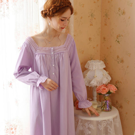 Women's Vintage Victorian Nightgown Long Sleeve Sleepwear Lounge Dress