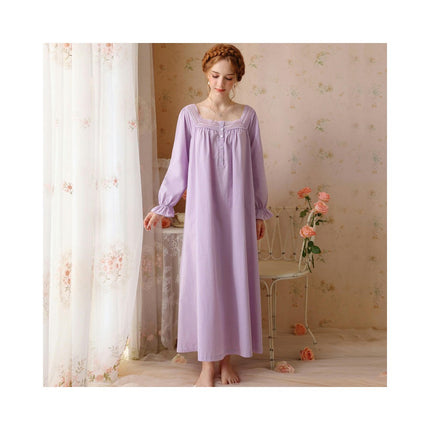 Women's Vintage Victorian Nightgown Long Sleeve Sleepwear Lounge Dress