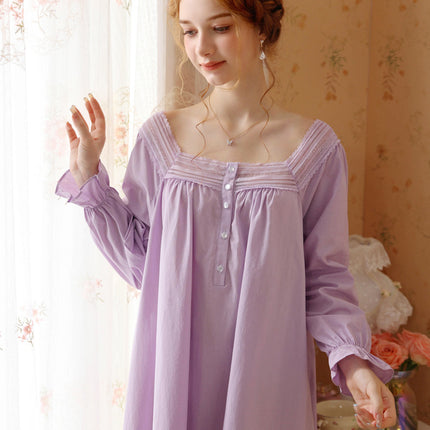 Women's Vintage Victorian Nightgown Long Sleeve Sleepwear Lounge Dress