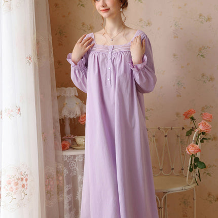 Women's Vintage Victorian Nightgown Long Sleeve Sleepwear Lounge Dress