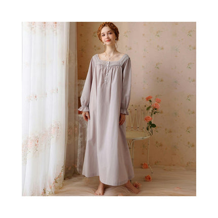 Women's Vintage Victorian Nightgown Long Sleeve Sleepwear Lounge Dress