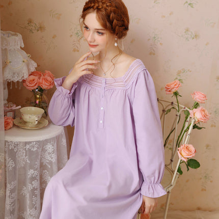 Women's Vintage Victorian Nightgown Long Sleeve Sleepwear Lounge Dress