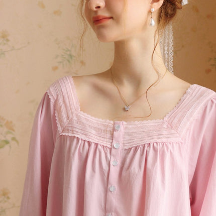 Women's Vintage Victorian Nightgown Long Sleeve Sleepwear Lounge Dress