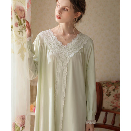 Women's Vintage Victorian Sleepwear Long Sleeve Nightgown Sleep Dress