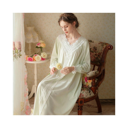 Women's Vintage Victorian Sleepwear Long Sleeve Nightgown Sleep Dress