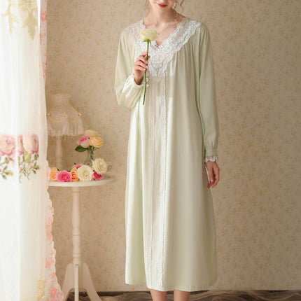 Women's Vintage Victorian Sleepwear Long Sleeve Nightgown Sleep Dress