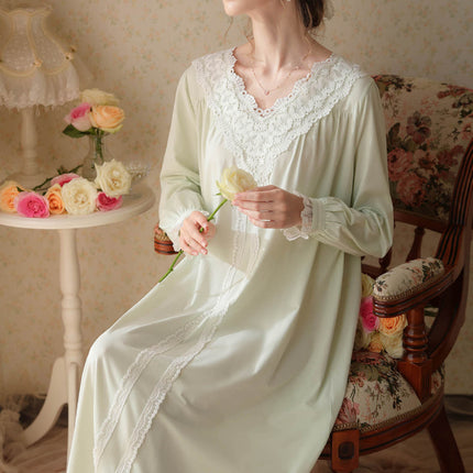 Women's Vintage Victorian Sleepwear Long Sleeve Nightgown Sleep Dress