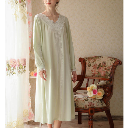 Women's Vintage Victorian Sleepwear Long Sleeve Nightgown Sleep Dress