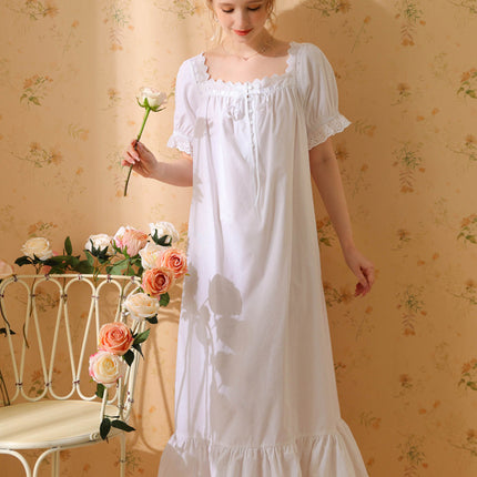 Women's Vintage Nightgown Lace Sleepwear Long Nightdress