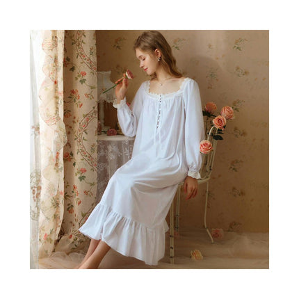 Women's Vintage Nightgown Lace Sleepwear Long Nightdress