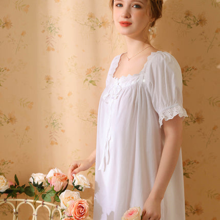 Women's Vintage Nightgown Lace Sleepwear Long Nightdress