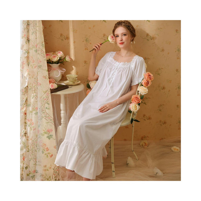 Women's Vintage Nightgown Lace Sleepwear Long Nightdress