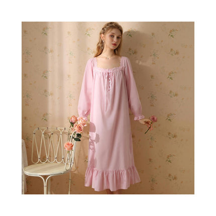 Women's Vintage Nightgown Lace Sleepwear Long Nightdress