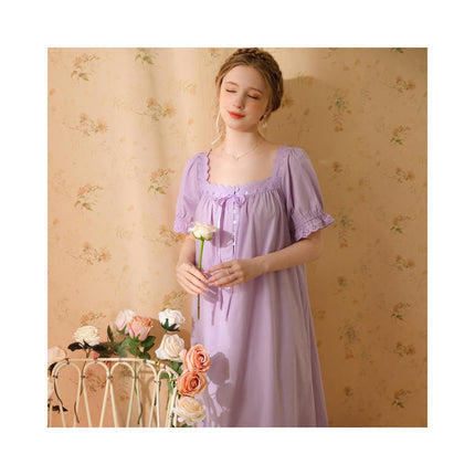 Women's Vintage Nightgown Lace Sleepwear Long Nightdress