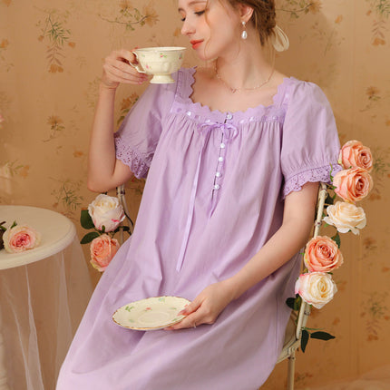 Women's Vintage Nightgown Lace Sleepwear Long Nightdress