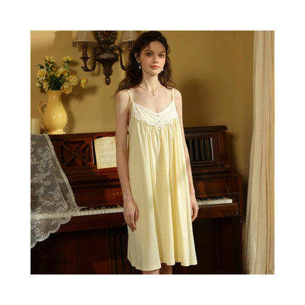 Women's Cotton Lace Nightgown Sleep Dress Victorian Sleepshirt Strap Nightdress