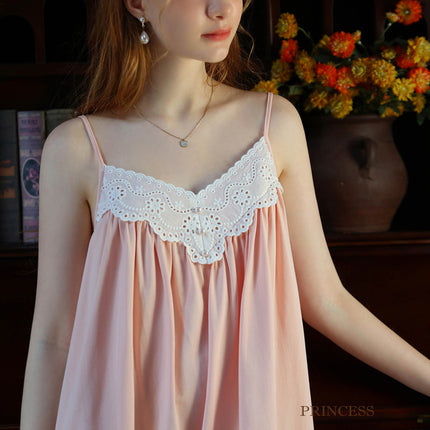 Women's Cotton Lace Nightgown Sleep Dress Victorian Sleepshirt Strap Nightdress