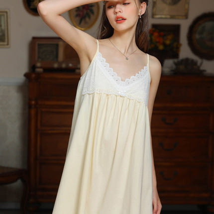 Women's Sexy Lace Sleep Dress Victorian Sleepshirt Sleeveless Nightdress