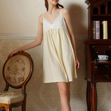 Women's Sexy Lace Sleep Dress Victorian Sleepshirt Sleeveless Nightdress