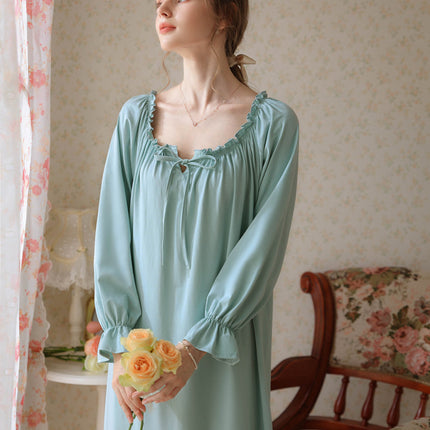 Women's Cotton Nightgown Vintage Sleepwear Victorian Lace Nightdress