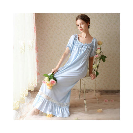 Women's Cotton Nightgown Vintage Sleepwear Victorian Lace Nightdress